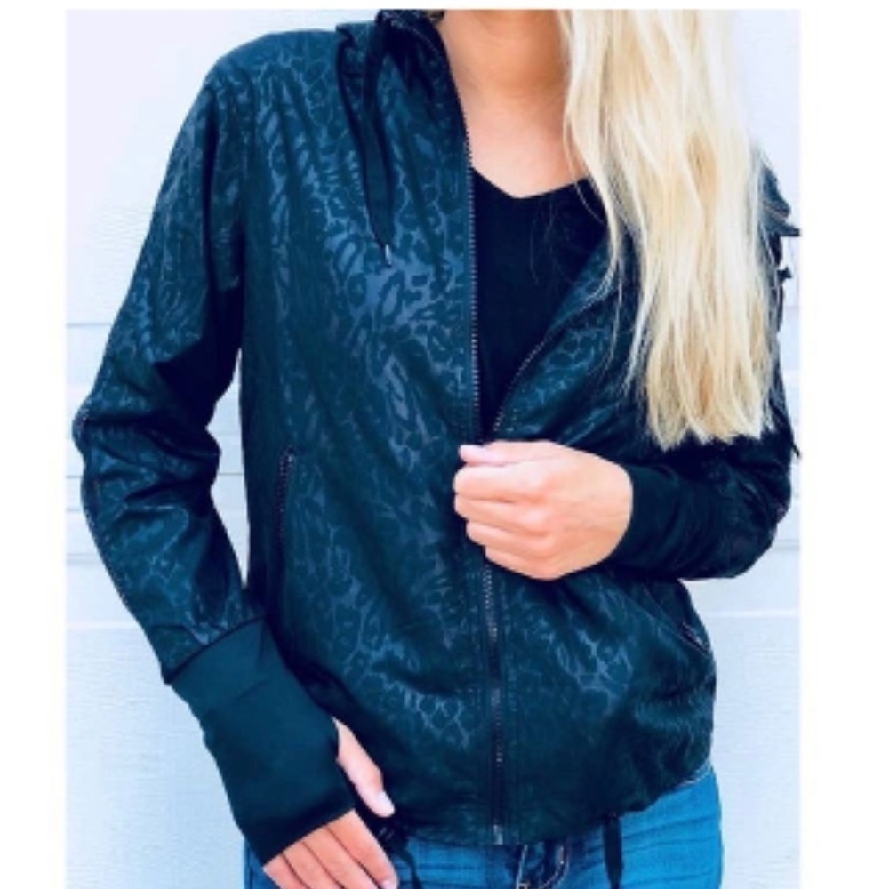 Zyia Active Jade Animal Print Bomber Jacket
